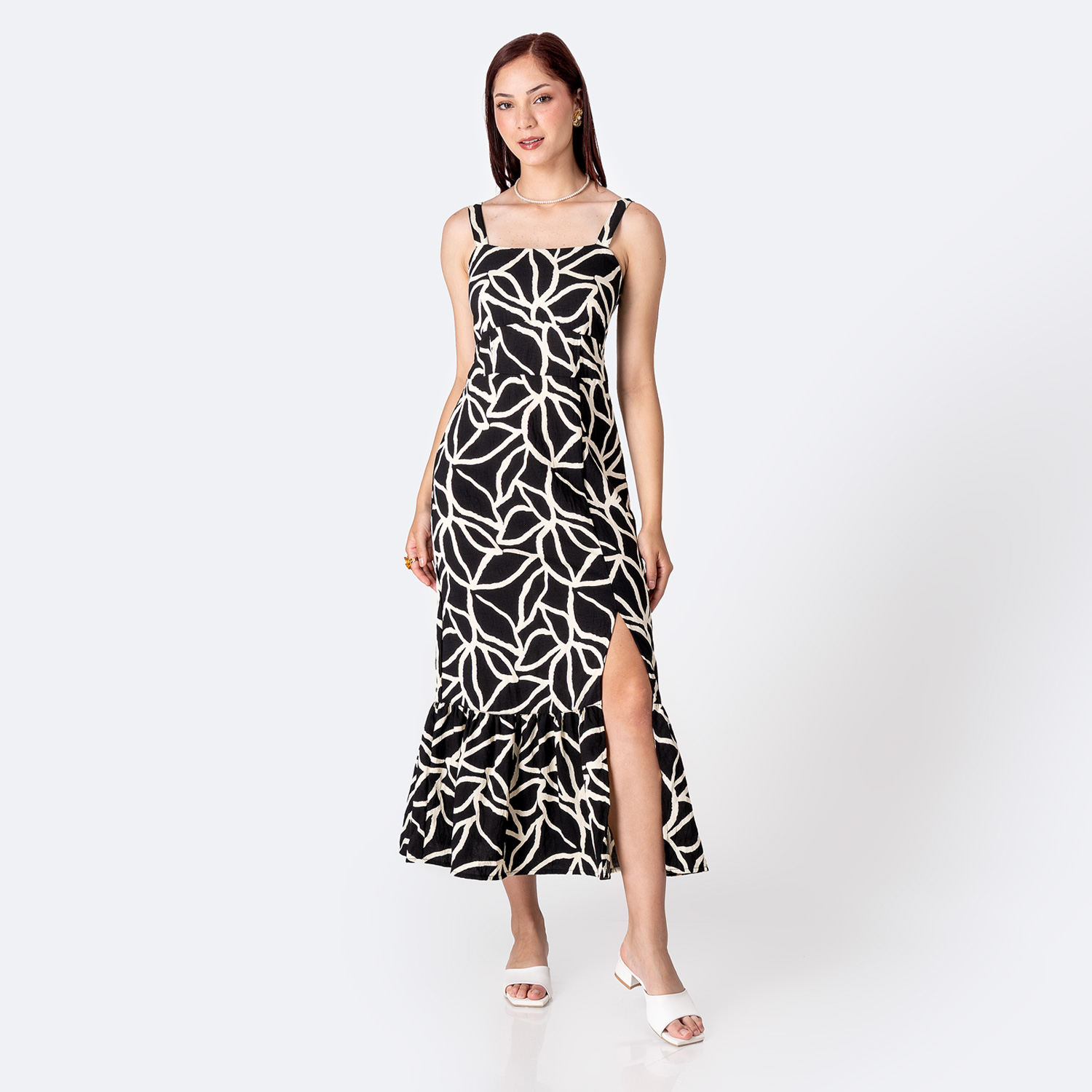 Vestido Rayon Print. Landeri Negro | Pionier