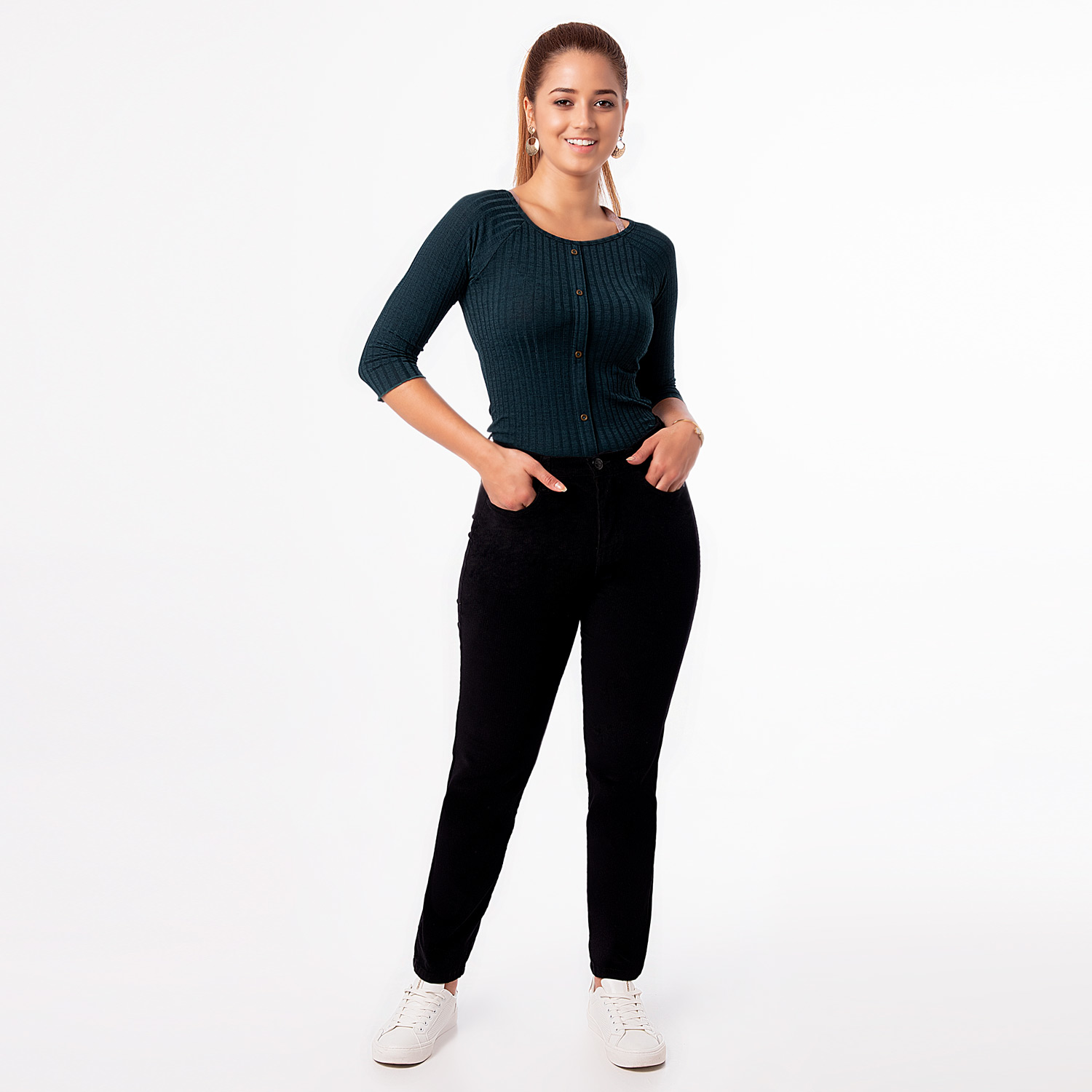 Corduroy Pantalon Recto Para Dama Pantalon Corduroy Diana Negro