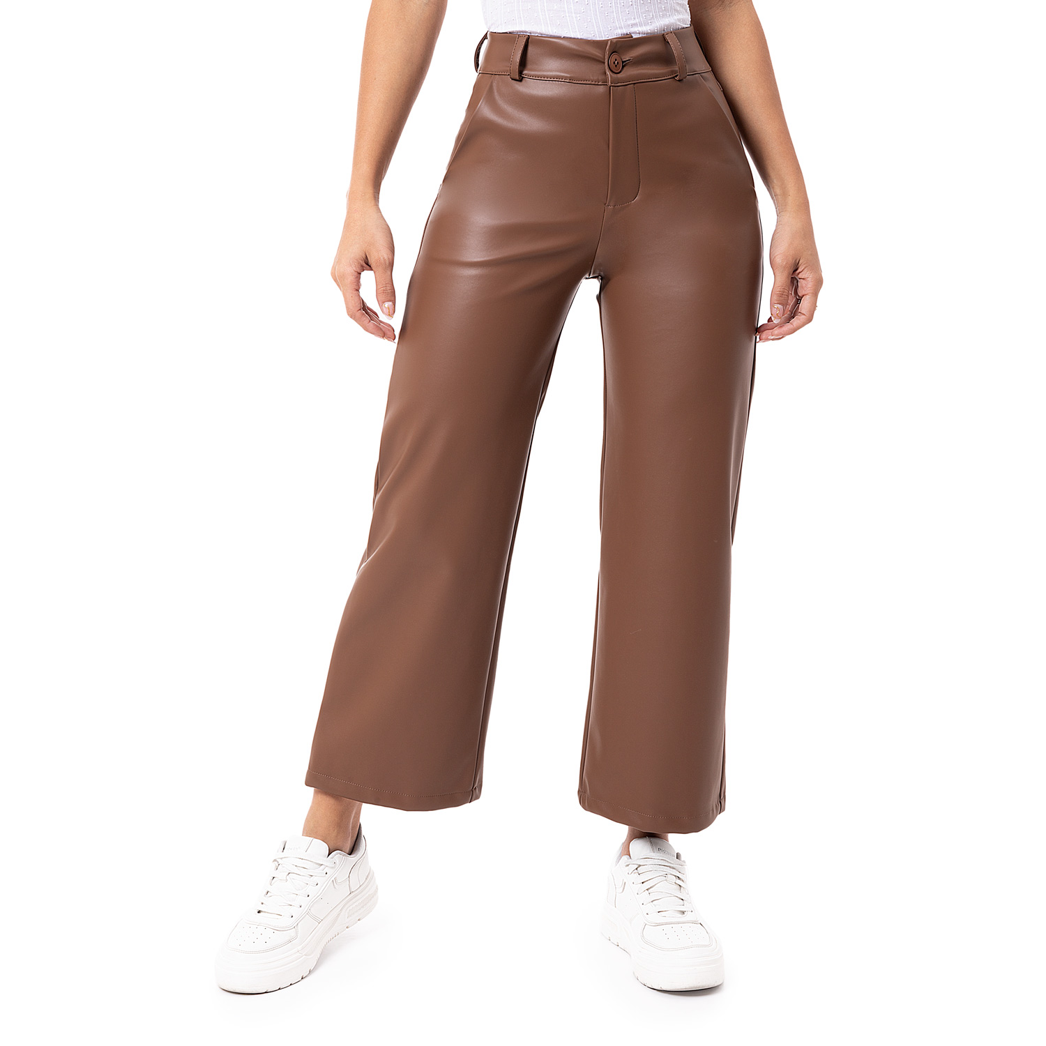 Pantalon Culotte Imitation Leather Cristinha Marron Pionier