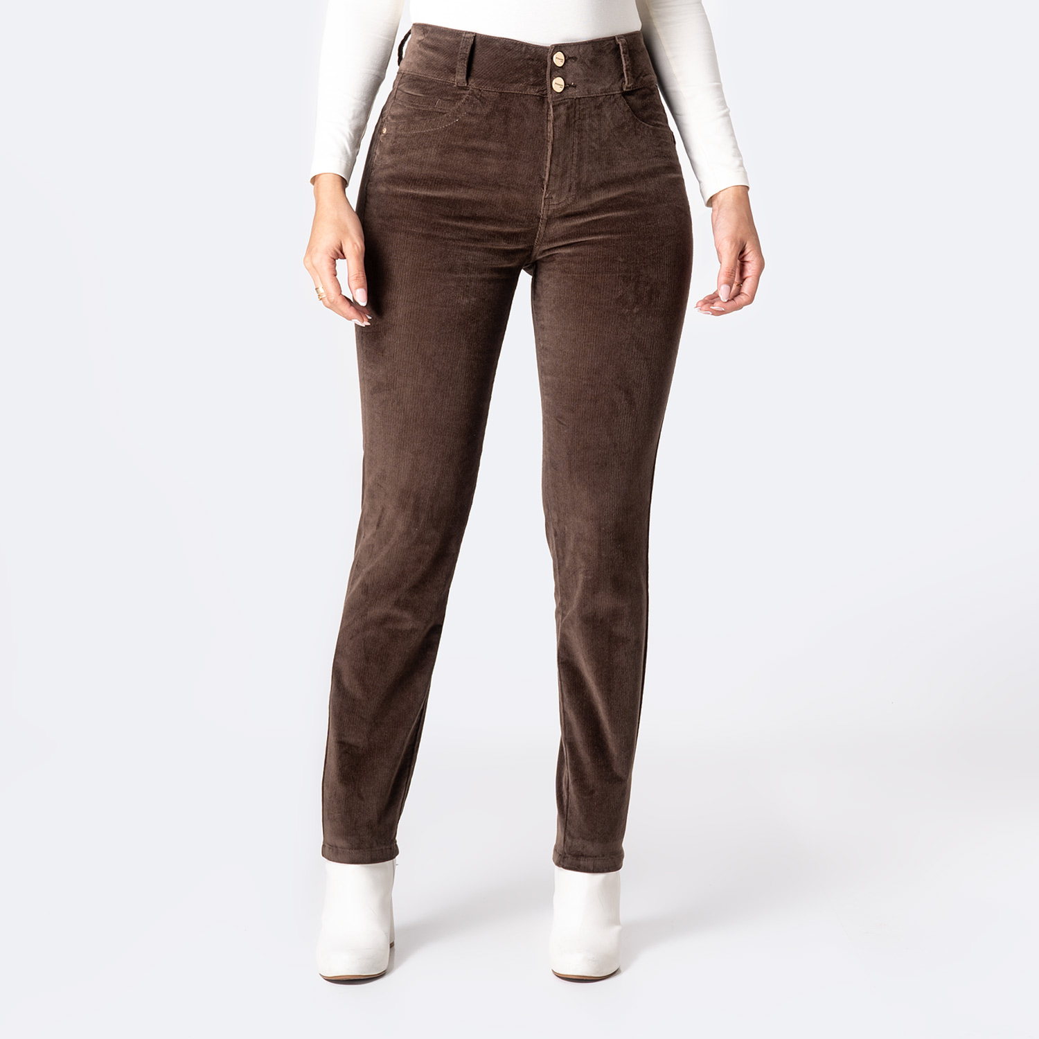Pantalon Corduroy High Cnt/Rct Larissa C Castor Pionier