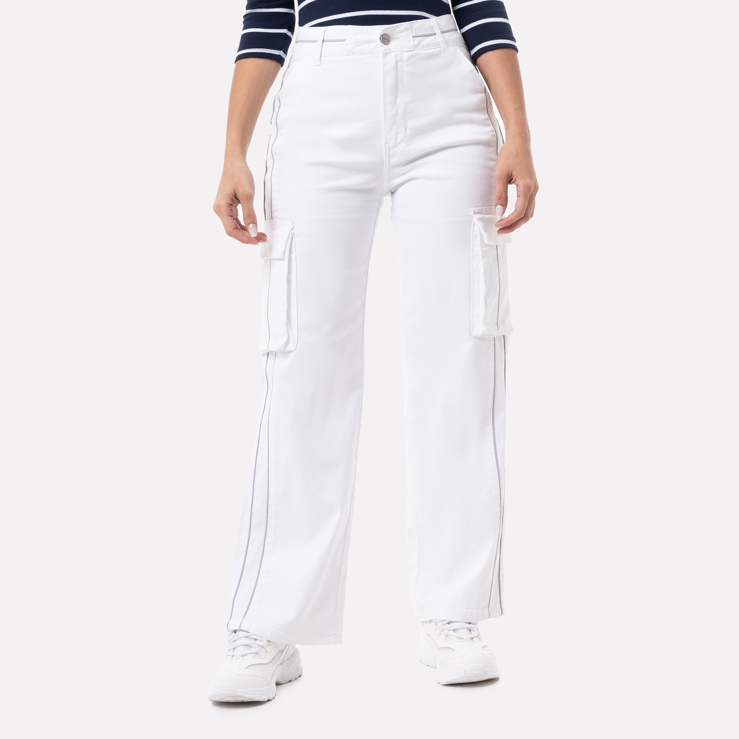 Pantalon Cargo Twill Color Cnt Estefna Blanco Pionier