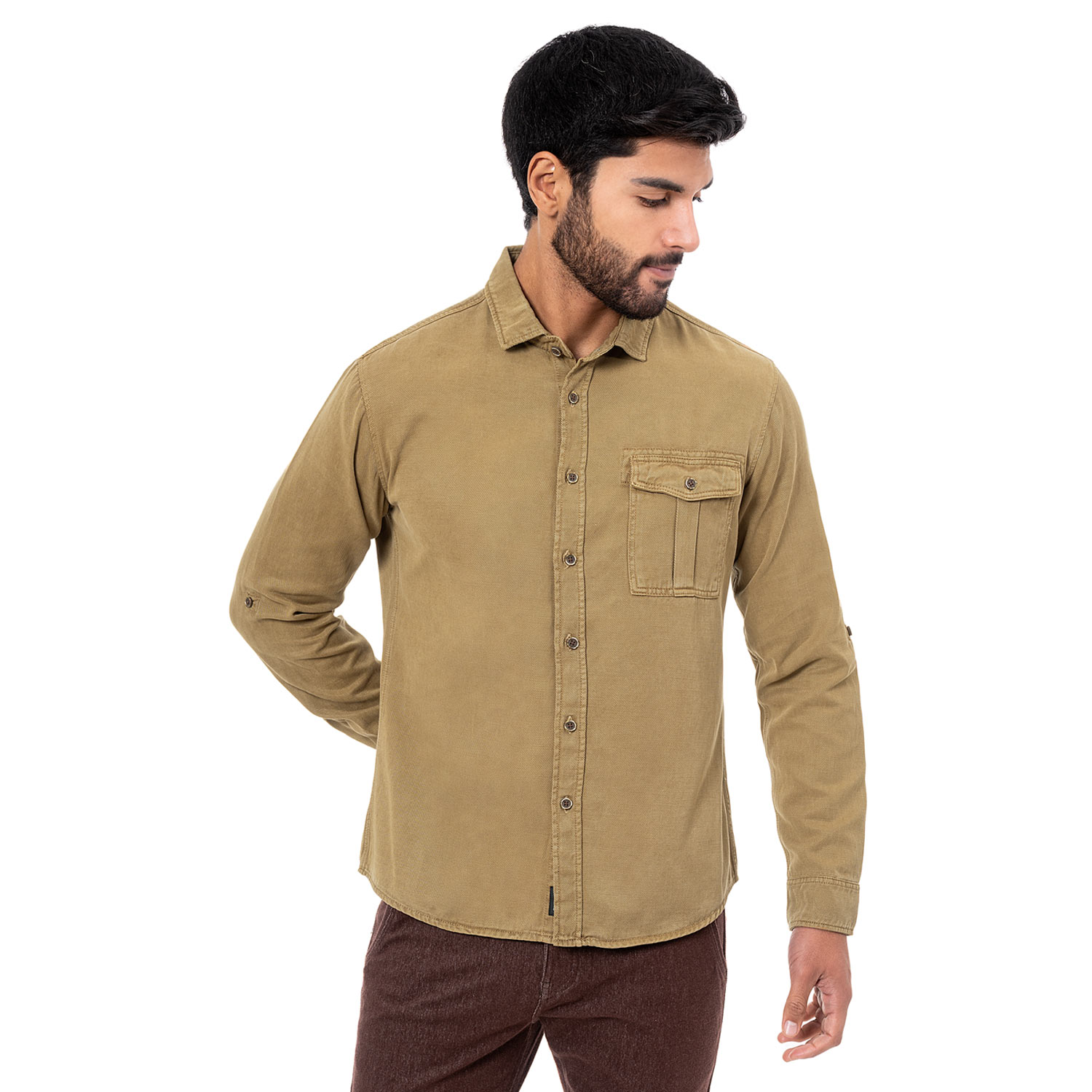 Camisa Twill Color M/L (Slim Fit) Franzzua Khaky Pionier