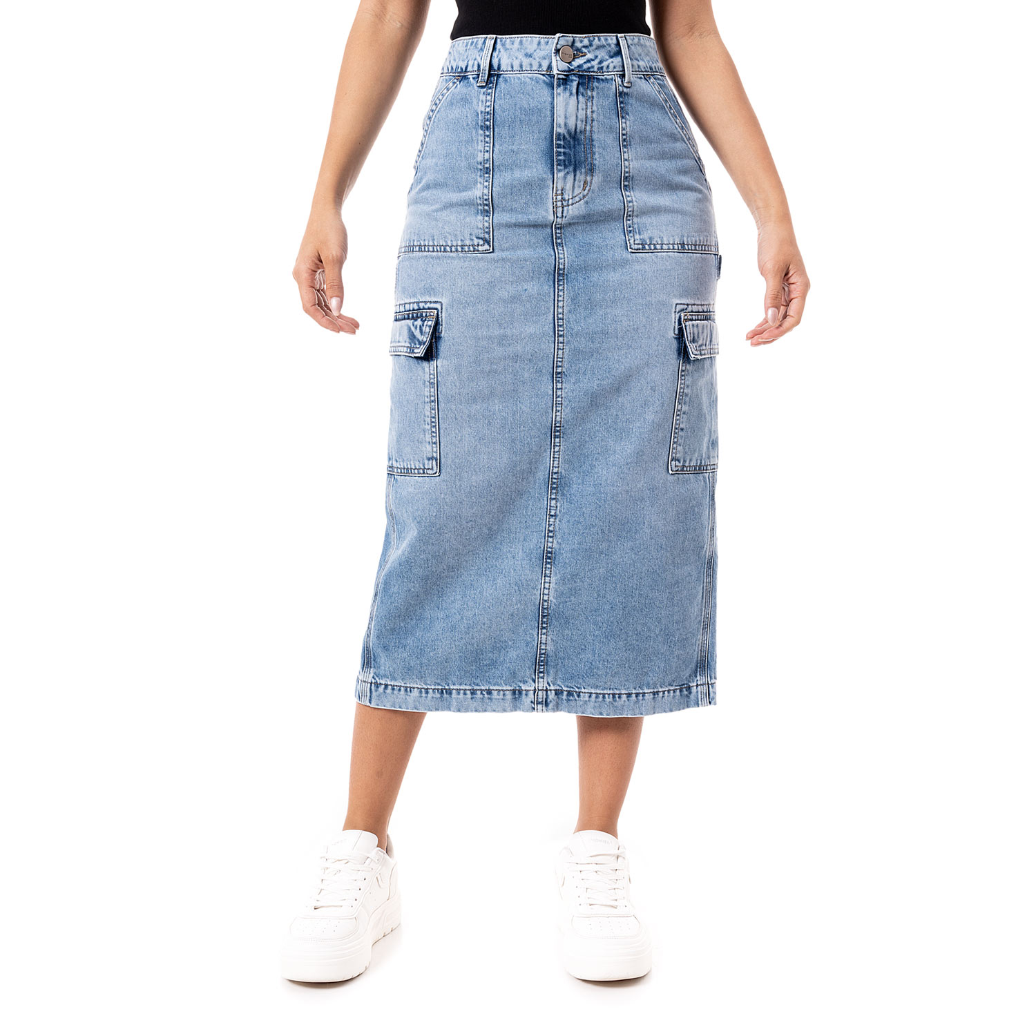 Falda Larga Cargo Jean Ring Falmy Bleach Hb Pionier