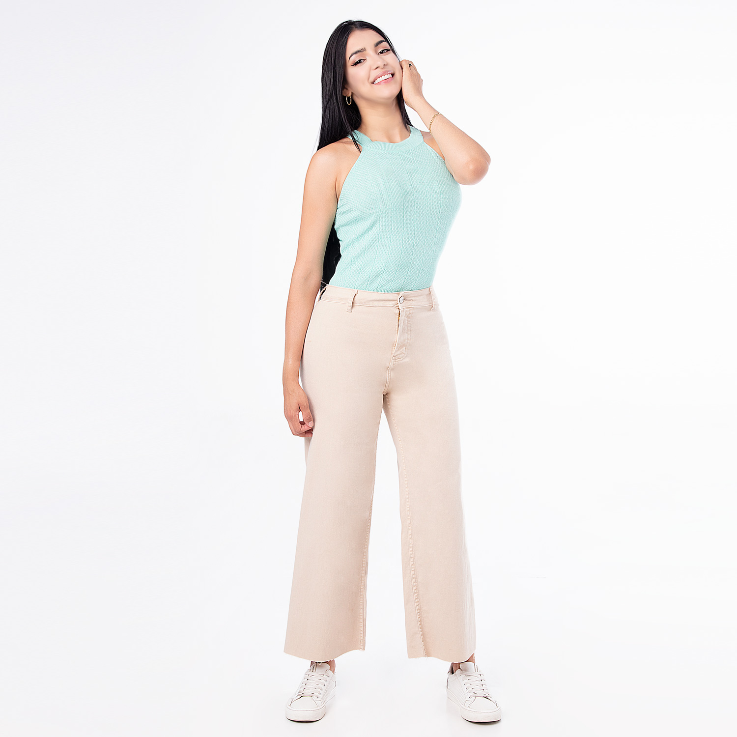 Pantalon Twill Color Stch. (Wide Leg) Aimeeh Beige | Pionier