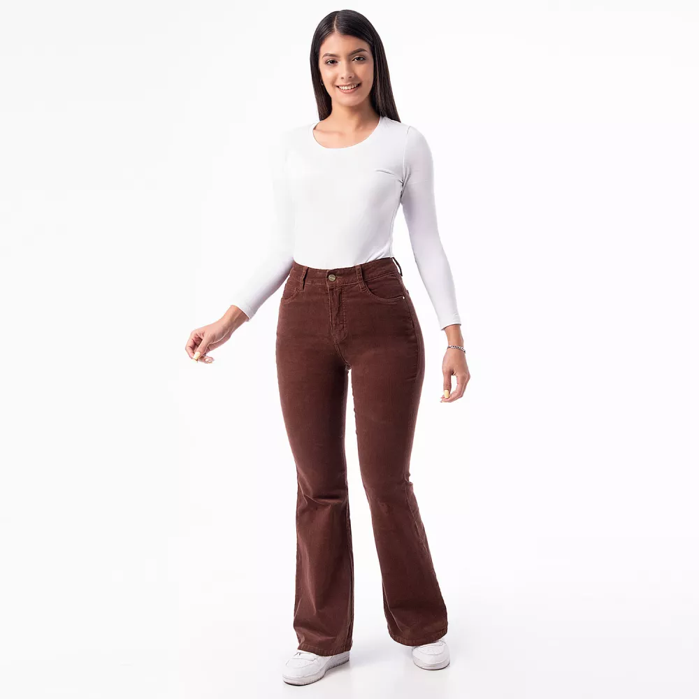 Pantalones campana marrones sale