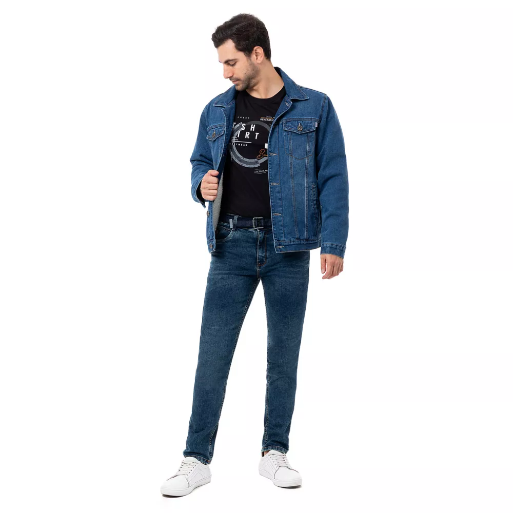 Casaca jean celeste hombre hotsell